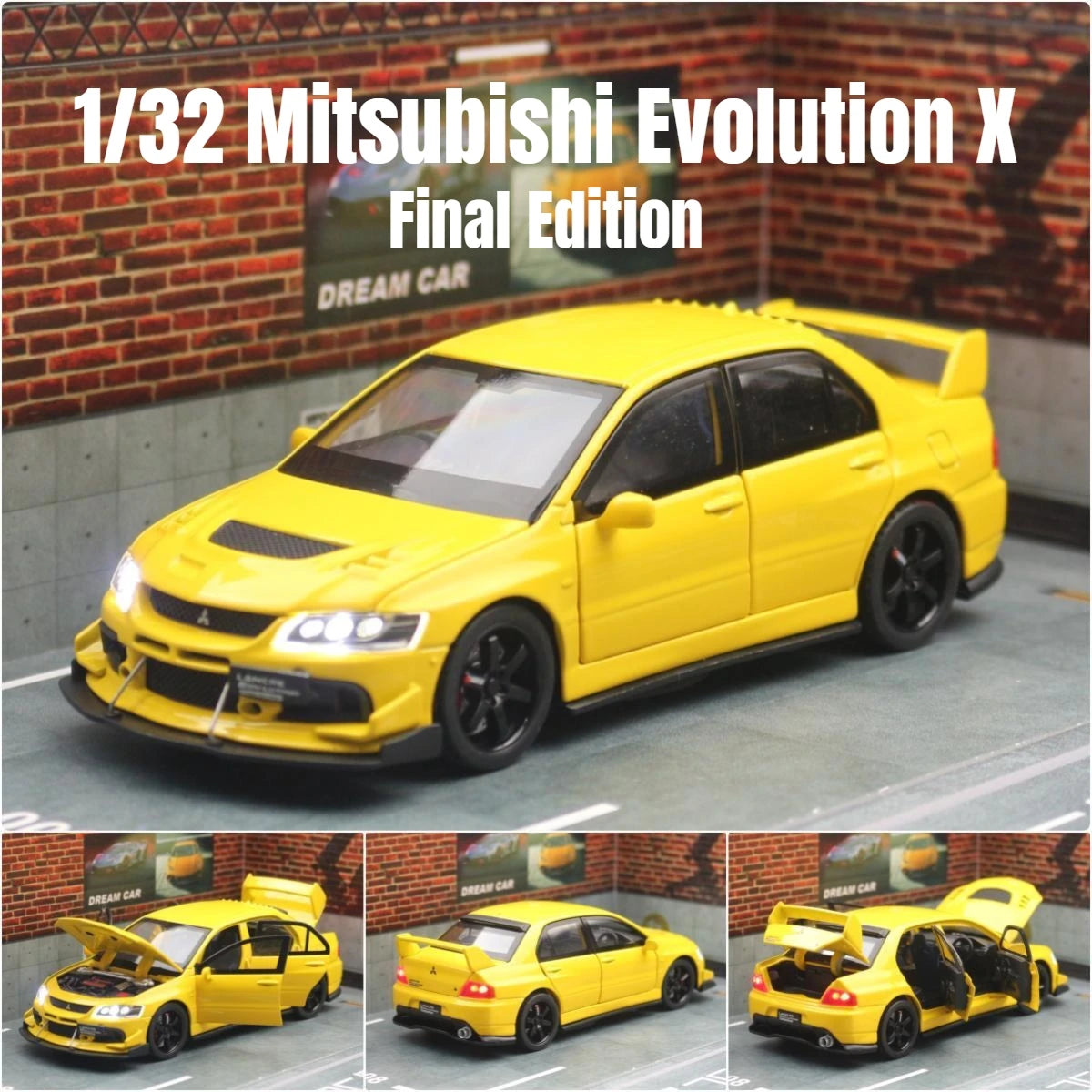 1/32 Mitsubishi Lancer EVO Final Edition JDM Racing Toy Car Model