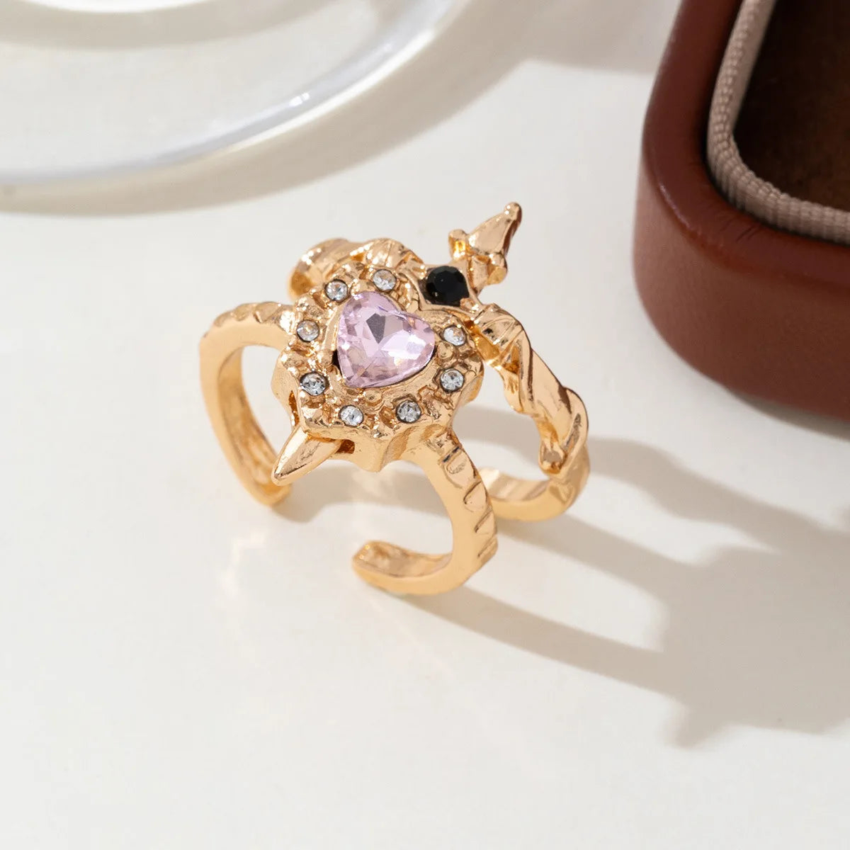 LATS 2pcs Can Be Assembled Heart and Sword Rings for Women Men Couple Silver Gold Color Adjustable Open Ring Fashion Jewelry