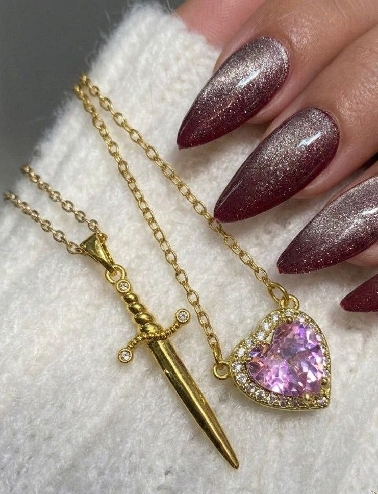 Heart and Sword Necklace Couple