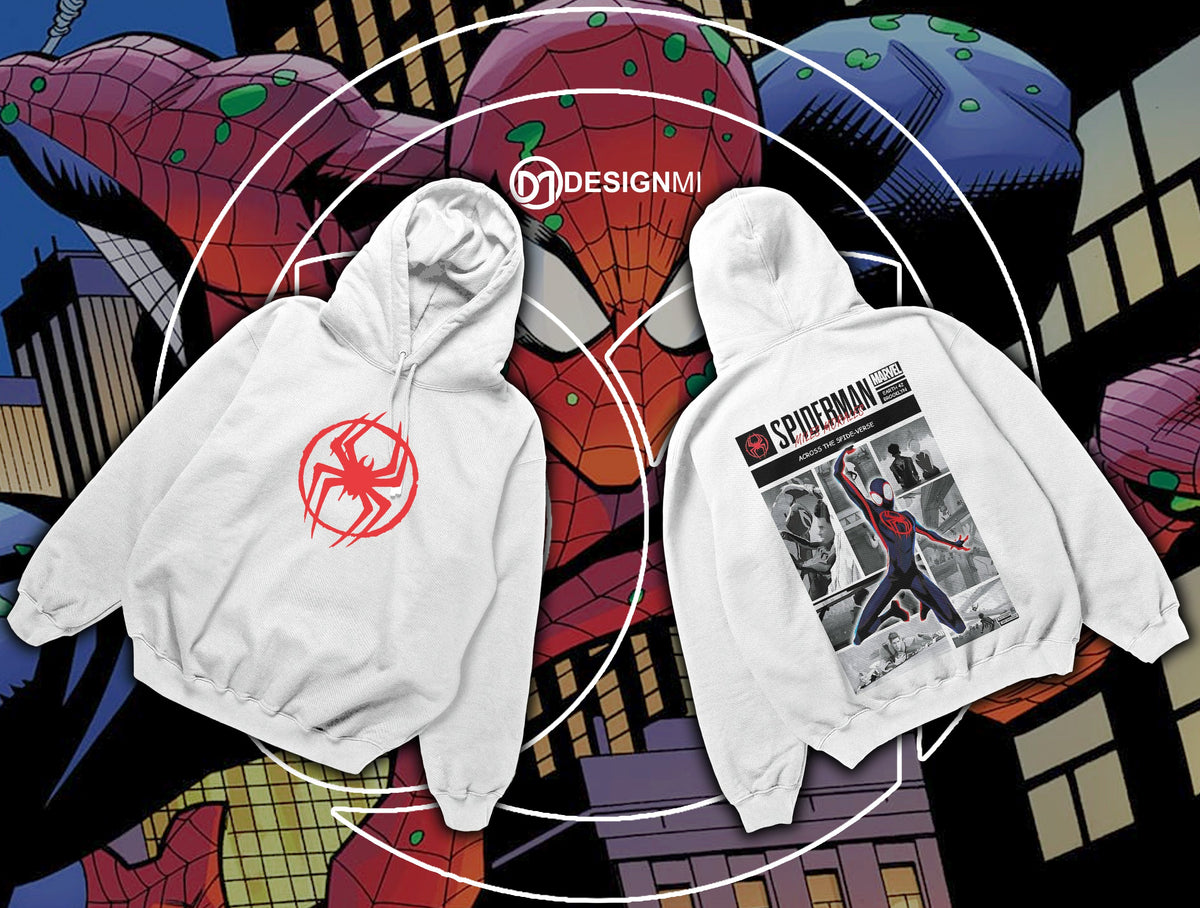 spider man miles morals black and white hoodie