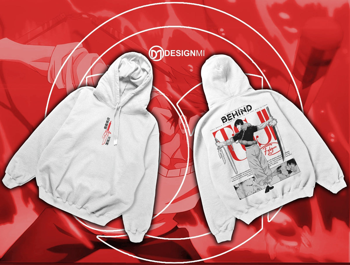 toji black and white hoodie