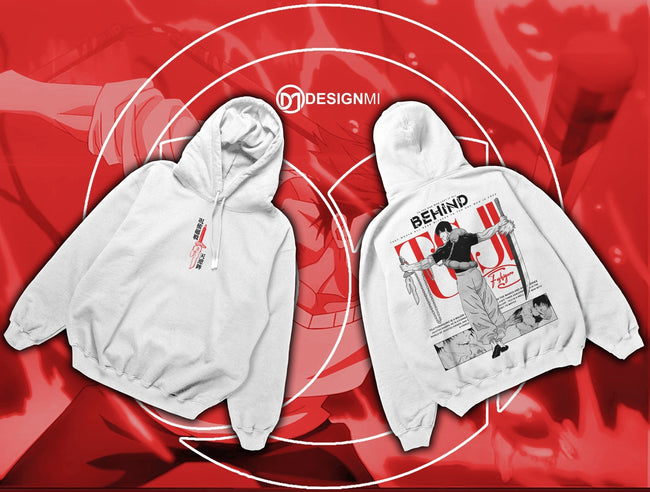 toji black and white hoodie