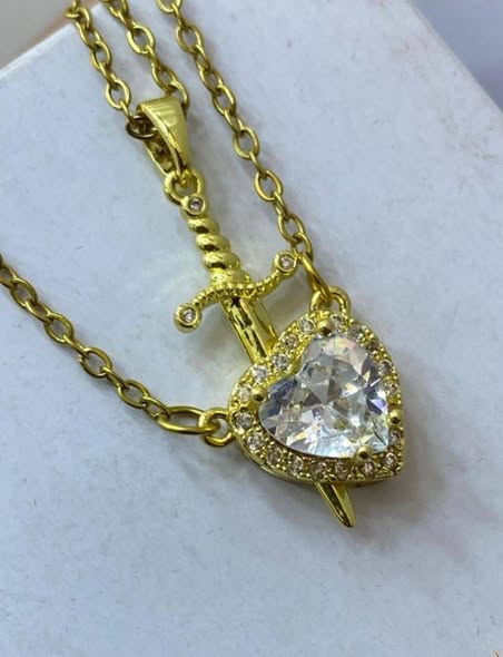 Heart and Sword Necklace Couple