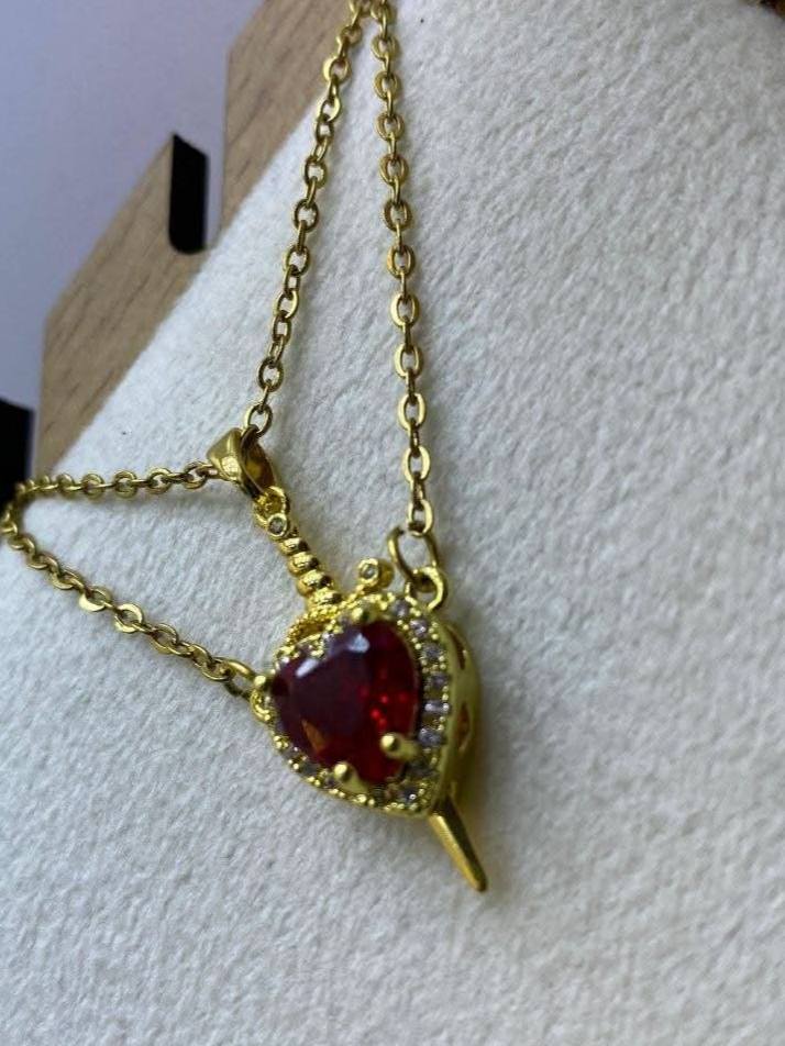 Heart and Sword Necklace Couple