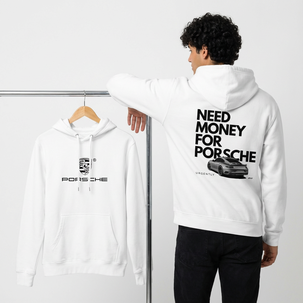 need money  for Porsche black and white hoodie