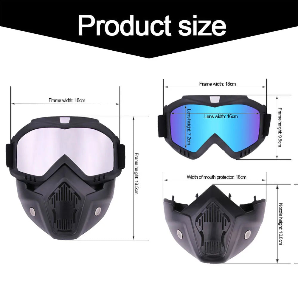 Protective Motorcycle Face Mask Removable Full Face