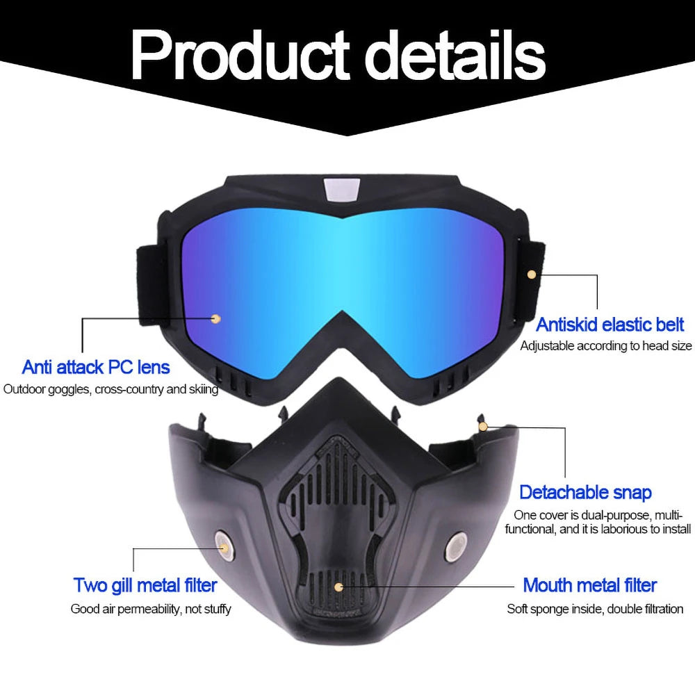 Protective Motorcycle Face Mask Removable Full Face