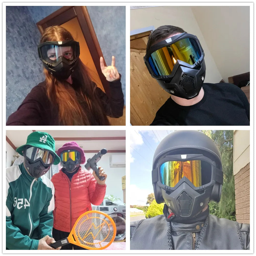 Protective Motorcycle Face Mask Removable Full Face