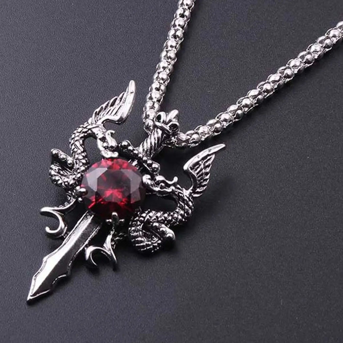 1 Gothic Dragon Water Diamond Long Necklace