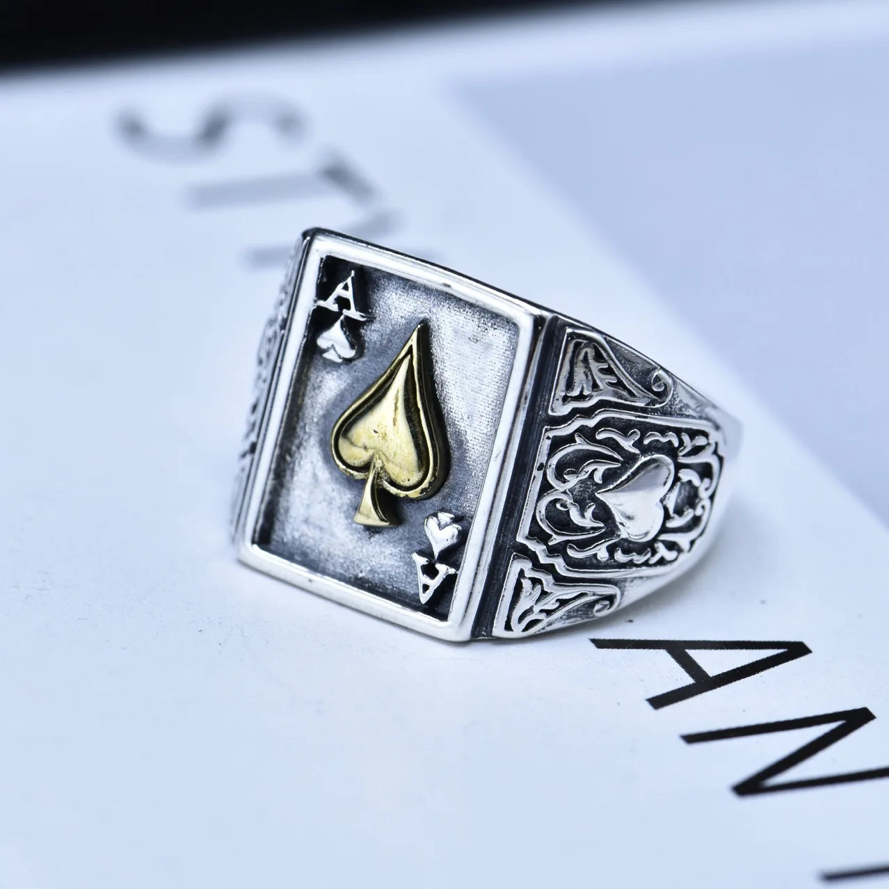 Retro Ace of Spades Ring