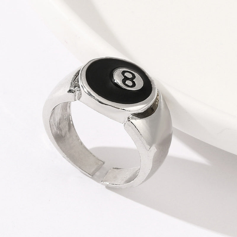 Fashion Punk Alloy Number Black 8 Eight Billiard Ball Ring Mens Ring Punk Style Hip Hop Party Jewelry Birthday Gift