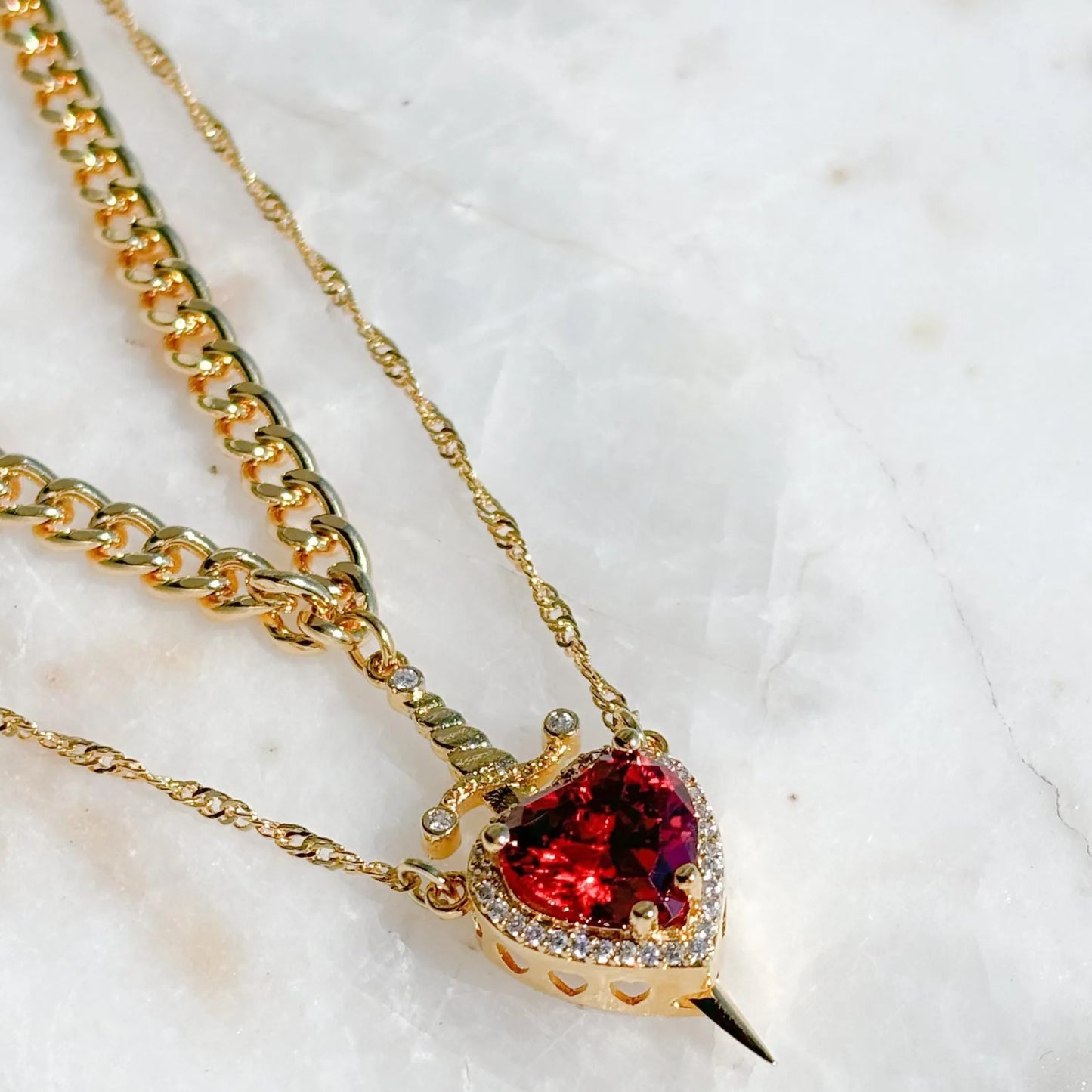 Heart and Sword Necklace Couple