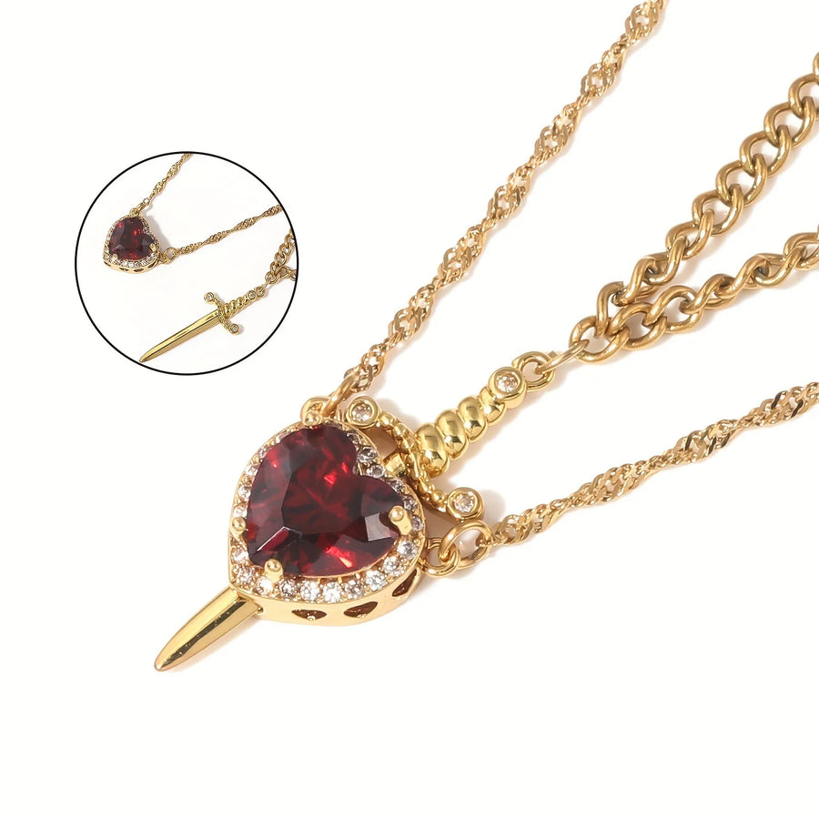 Heart and Sword Necklace Couple