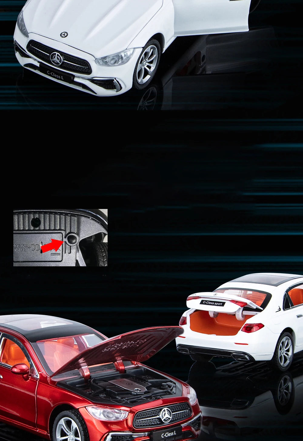 1:24 BENS C260 C-Class Alloy Car Diecasts & Toy Vehicles Car Model Sound and light Pull back Car Toys Gifts