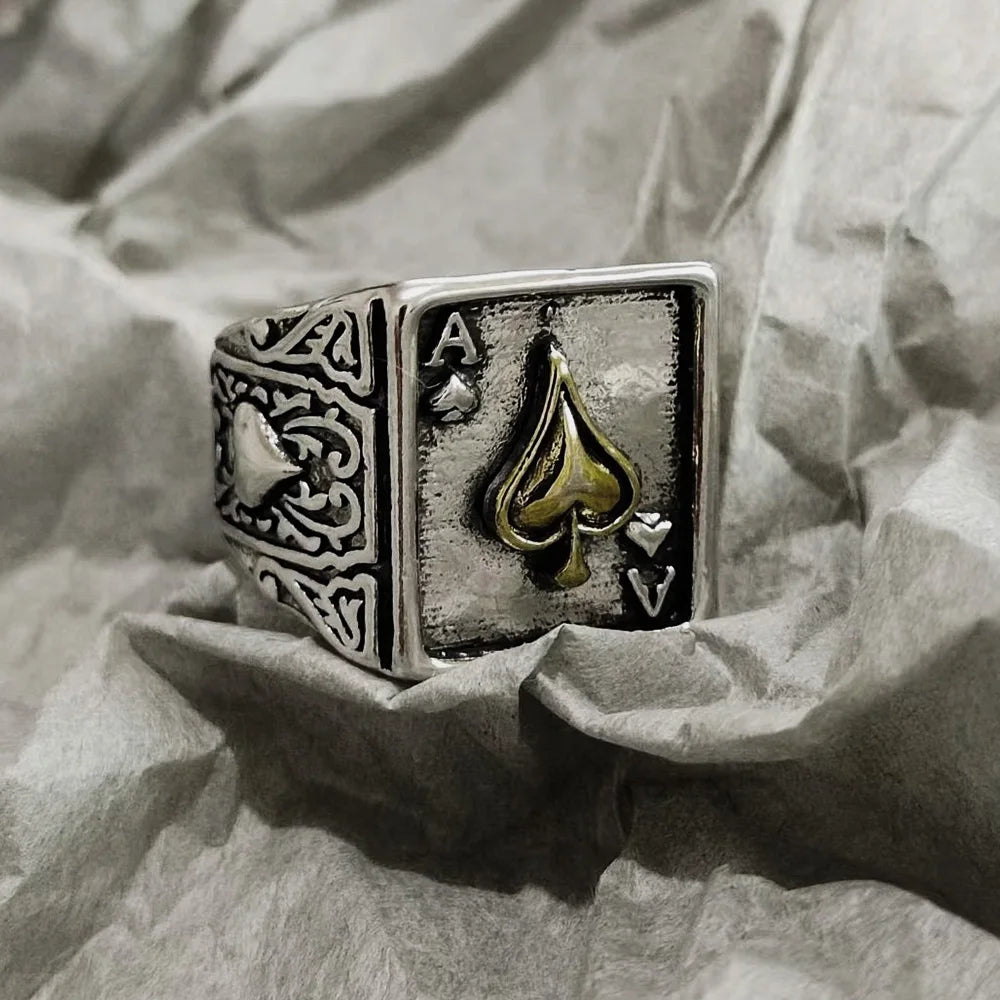 Retro Ace of Spades Ring