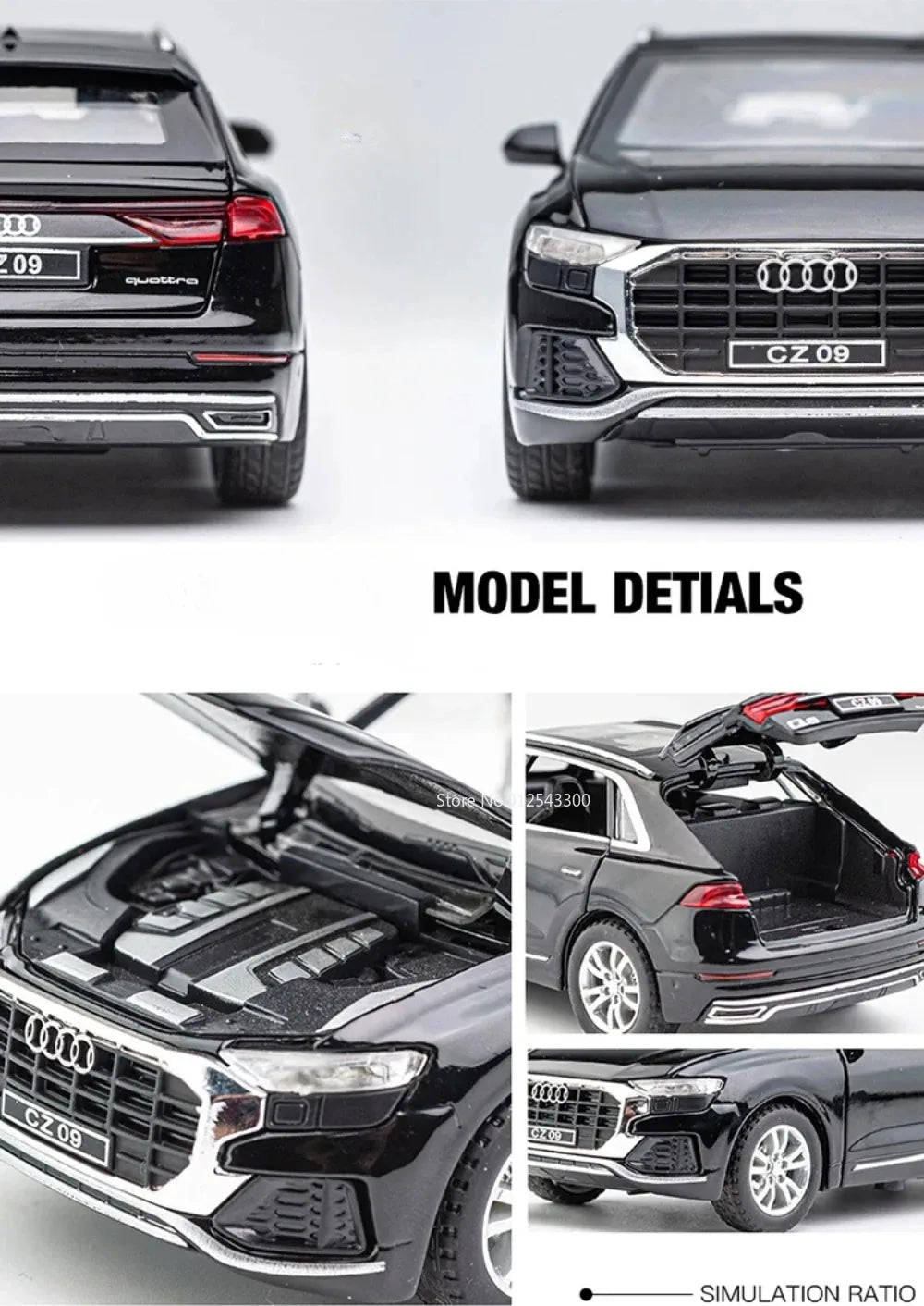 Scale 1:32 RS7 Electroplating Q8 Sports Car Model