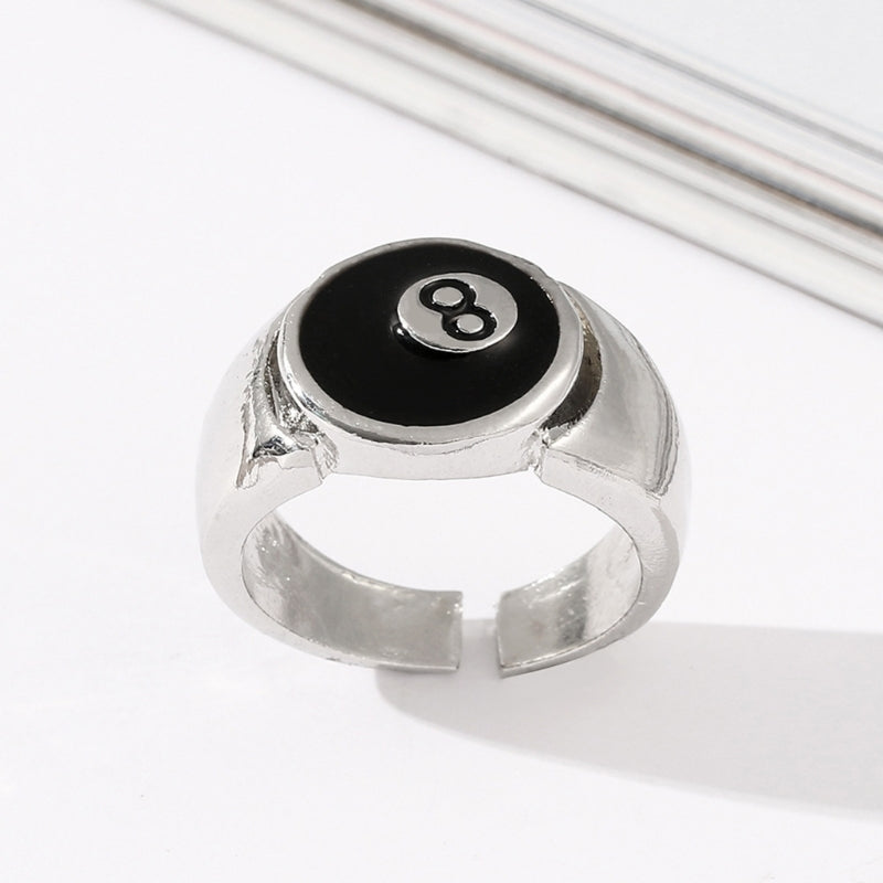 Fashion Punk Alloy Number Black 8 Eight Billiard Ball Ring Mens Ring Punk Style Hip Hop Party Jewelry Birthday Gift