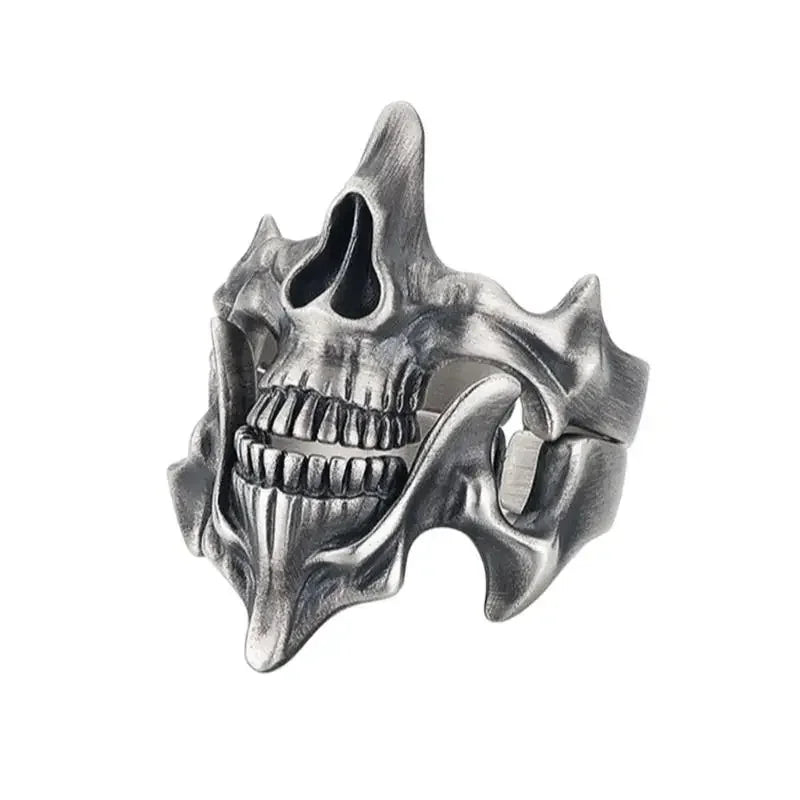2-in-1 Retro Silver Black Skull Rings