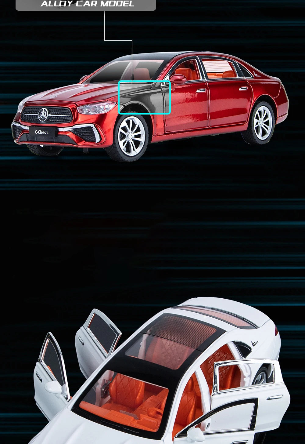 1:24 BENS C260 C-Class Alloy Car Diecasts & Toy Vehicles Car Model Sound and light Pull back Car Toys Gifts