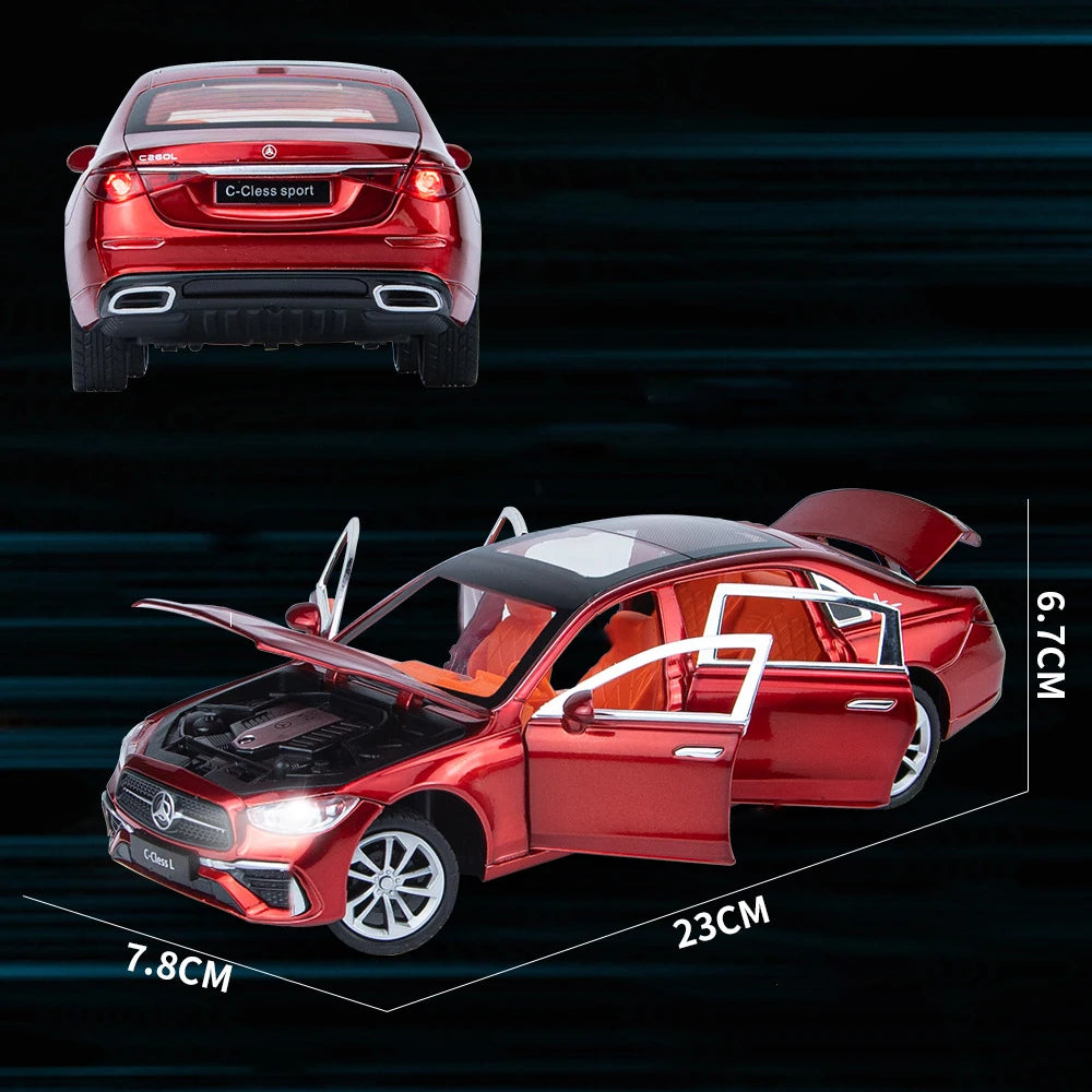 1:24 BENS C260 C-Class Alloy Car Diecasts & Toy Vehicles Car Model Sound and light Pull back Car Toys Gifts