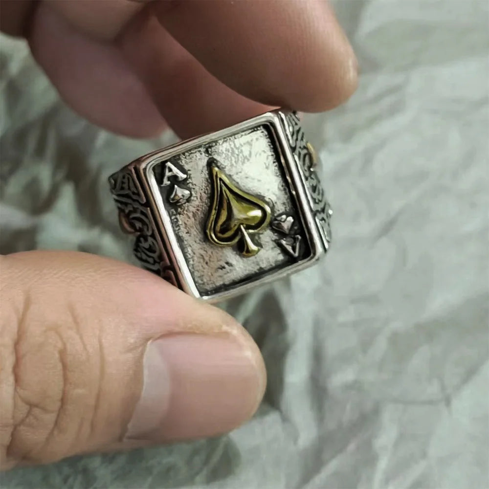 Retro Ace of Spades Ring