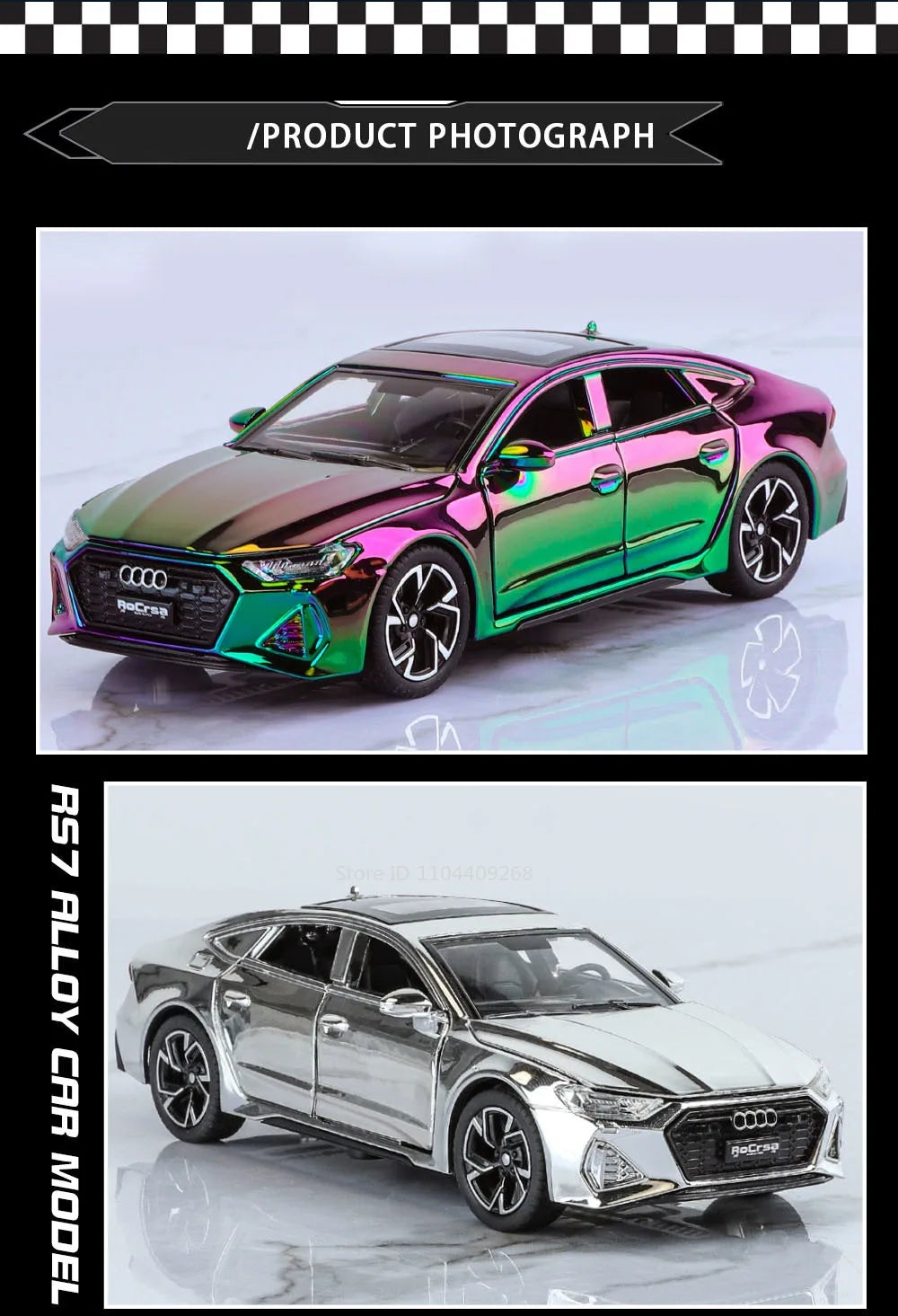 Scale 1:32 RS7 Electroplating Q8 Sports Car Model