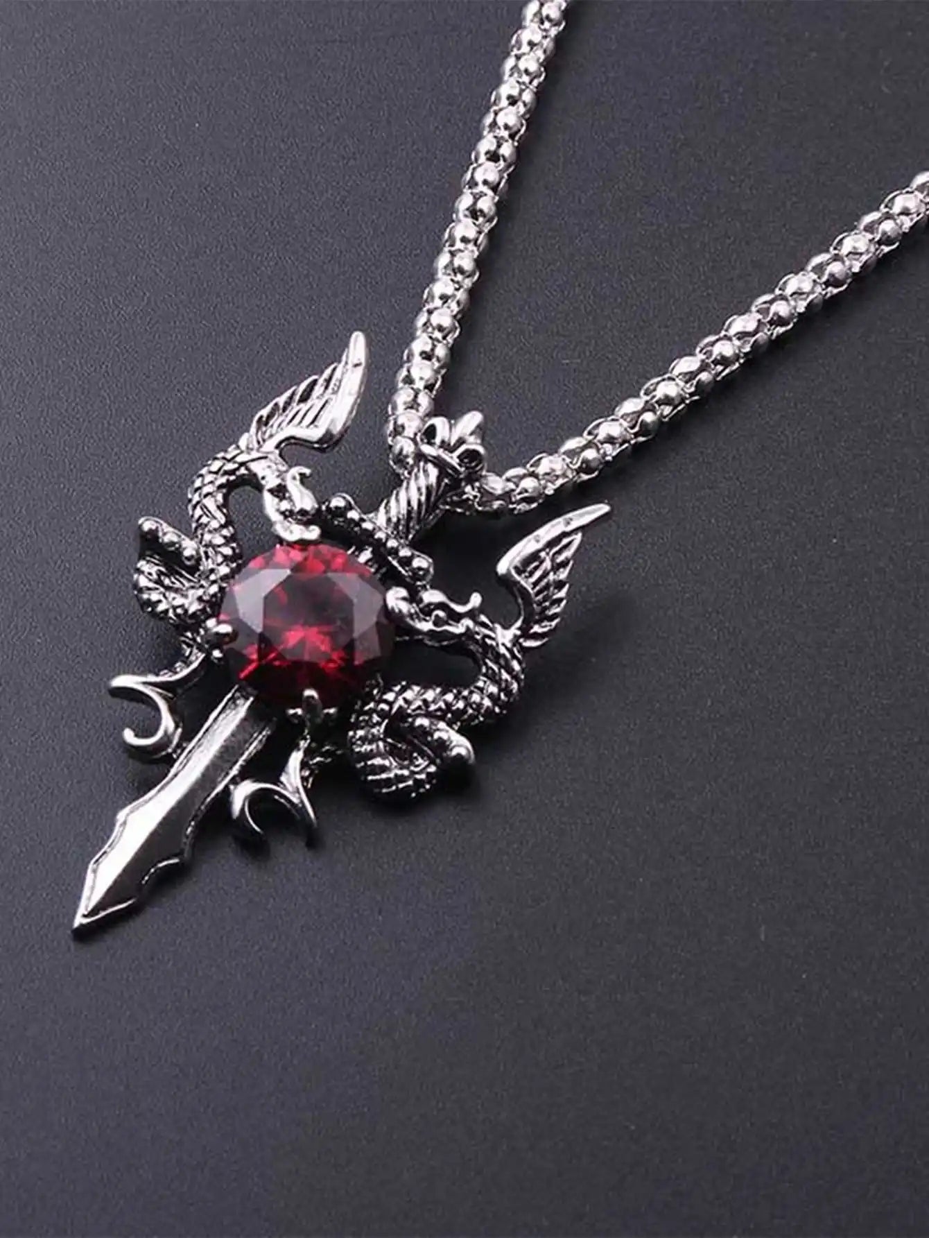 1 Gothic Dragon Water Diamond Long Necklace