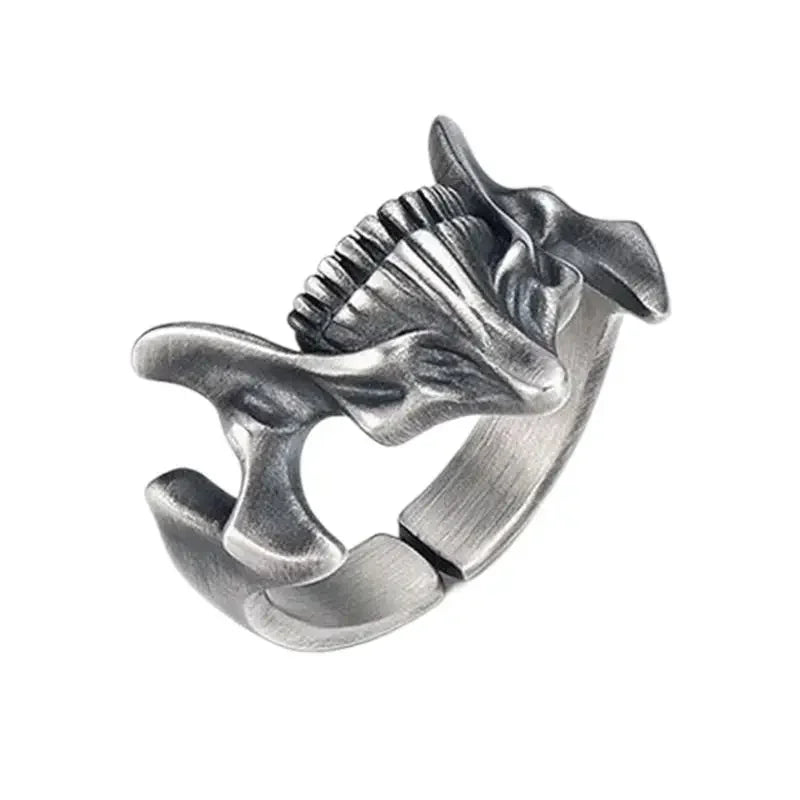 2-in-1 Retro Silver Black Skull Rings
