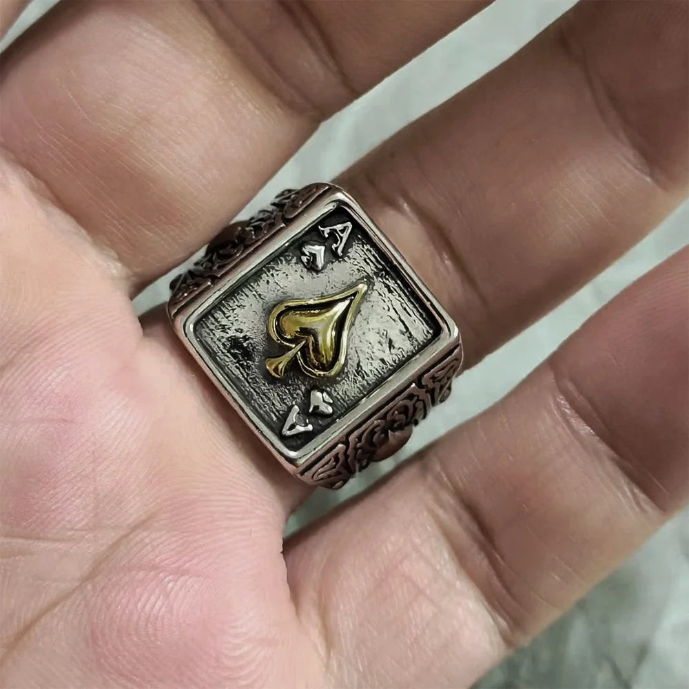 Retro Ace of Spades Ring