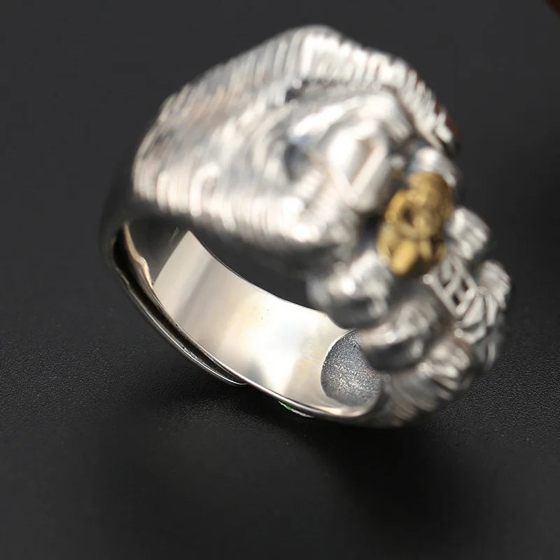 Retro Golden Skull Fist Ring For Men Punk Gothic Rock Hiphop Open Ring Handmade Unisex Jewelry Bikers Accessories Lovers Gift