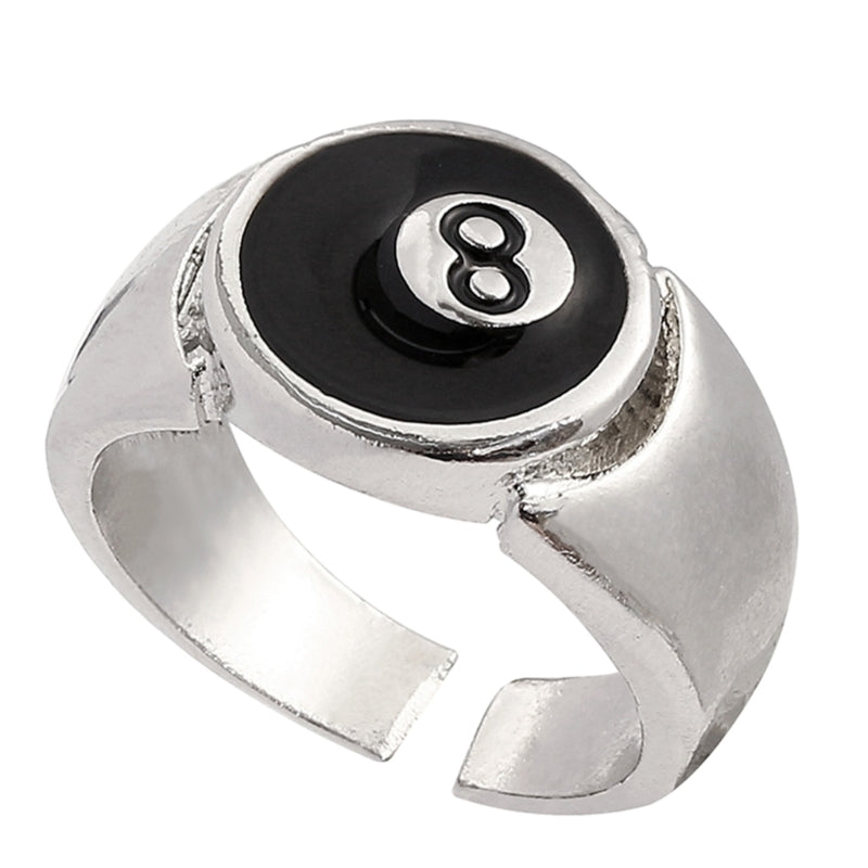 Fashion Punk Alloy Number Black 8 Eight Billiard Ball Ring Mens Ring Punk Style Hip Hop Party Jewelry Birthday Gift