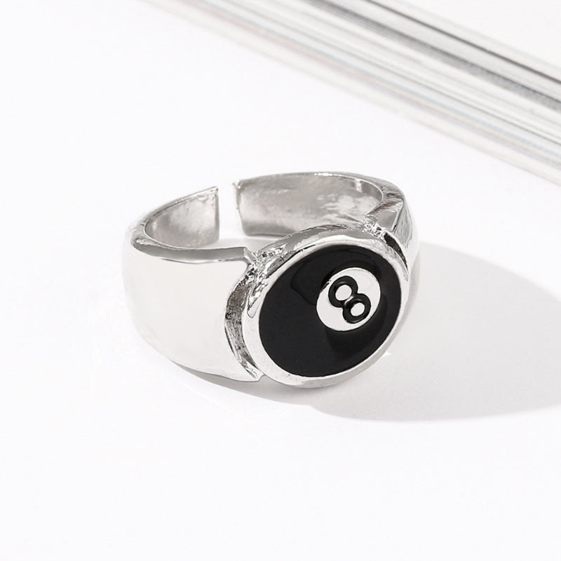 Fashion Punk Alloy Number Black 8 Eight Billiard Ball Ring Mens Ring Punk Style Hip Hop Party Jewelry Birthday Gift