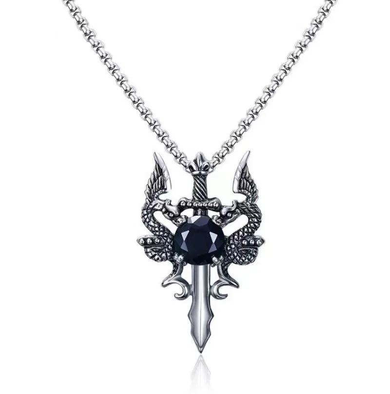 1 Gothic Dragon Water Diamond Long Necklace