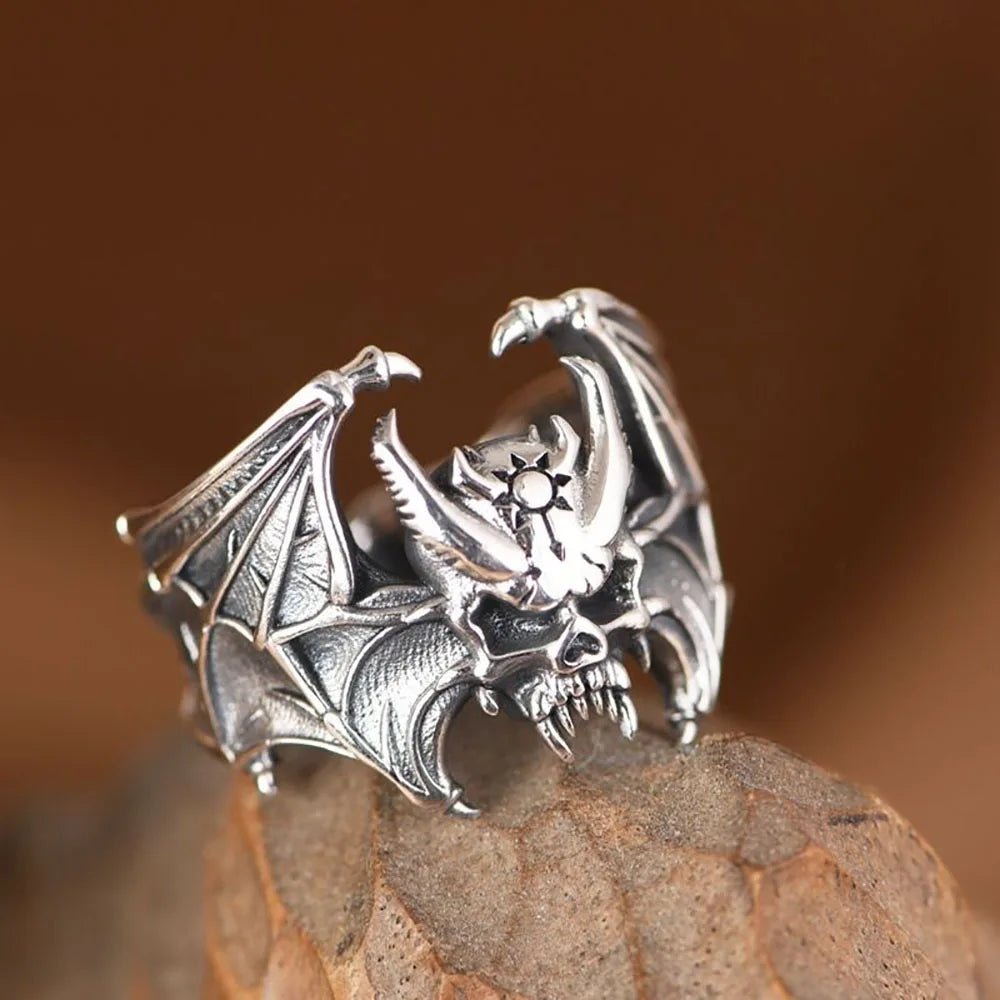 Skull Bat Adjustable Ring
