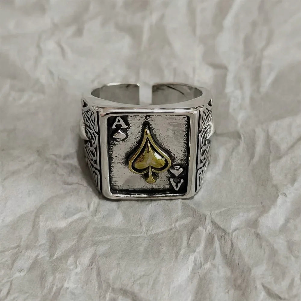 Retro Ace of Spades Ring
