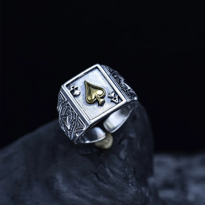 Retro Ace of Spades Ring
