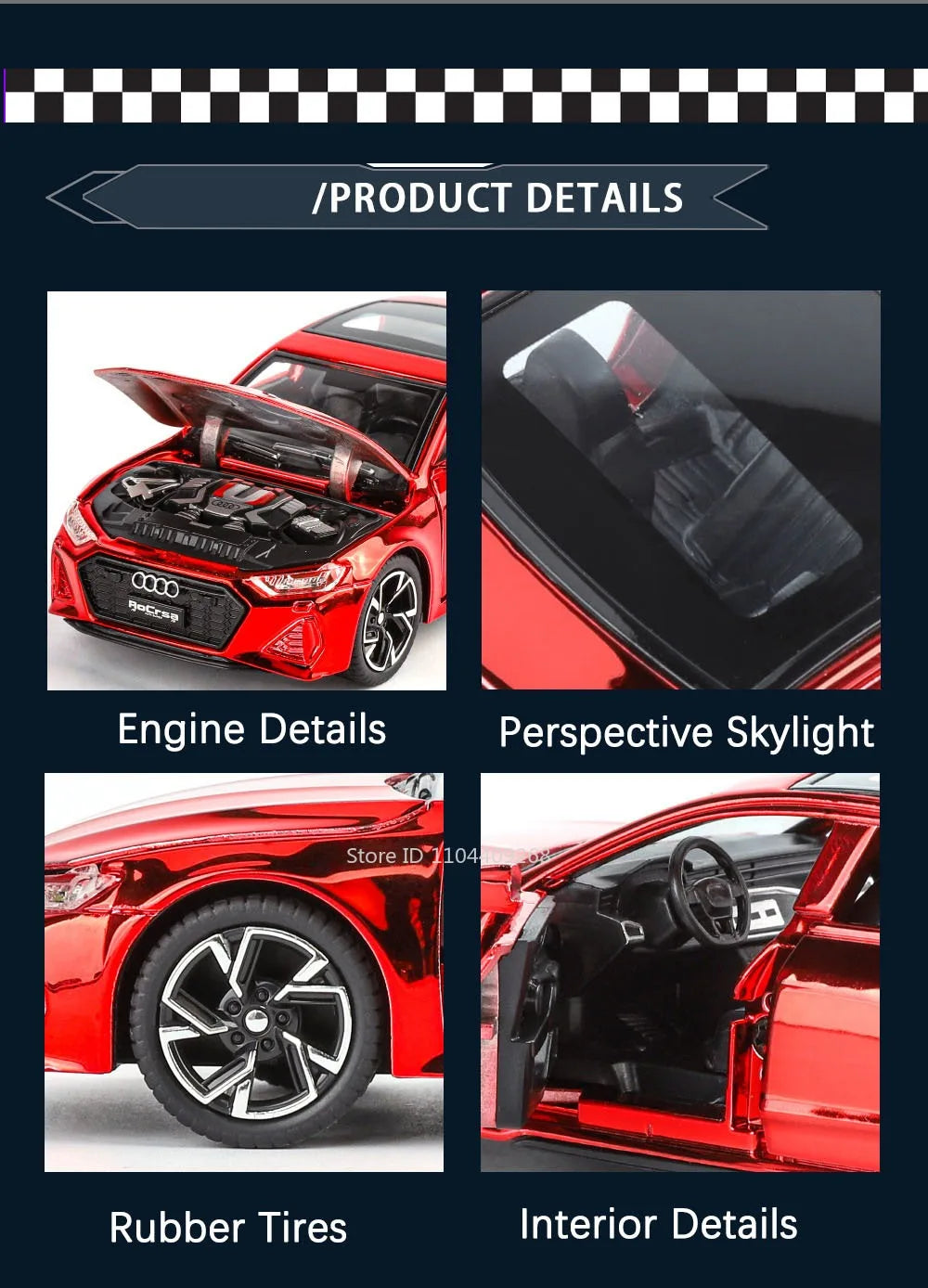 Scale 1:32 RS7 Electroplating Q8 Sports Car Model