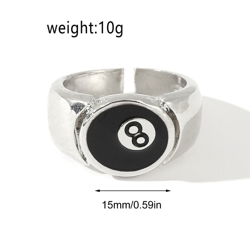 Fashion Punk Alloy Number Black 8 Eight Billiard Ball Ring Mens Ring Punk Style Hip Hop Party Jewelry Birthday Gift