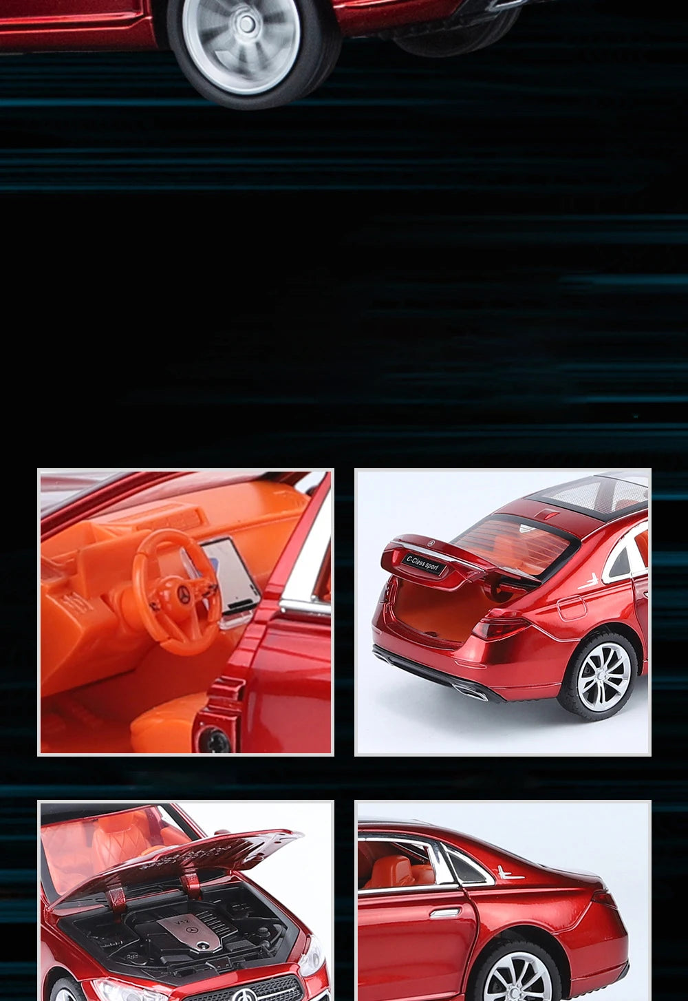 1:24 BENS C260 C-Class Alloy Car Diecasts & Toy Vehicles Car Model Sound and light Pull back Car Toys Gifts