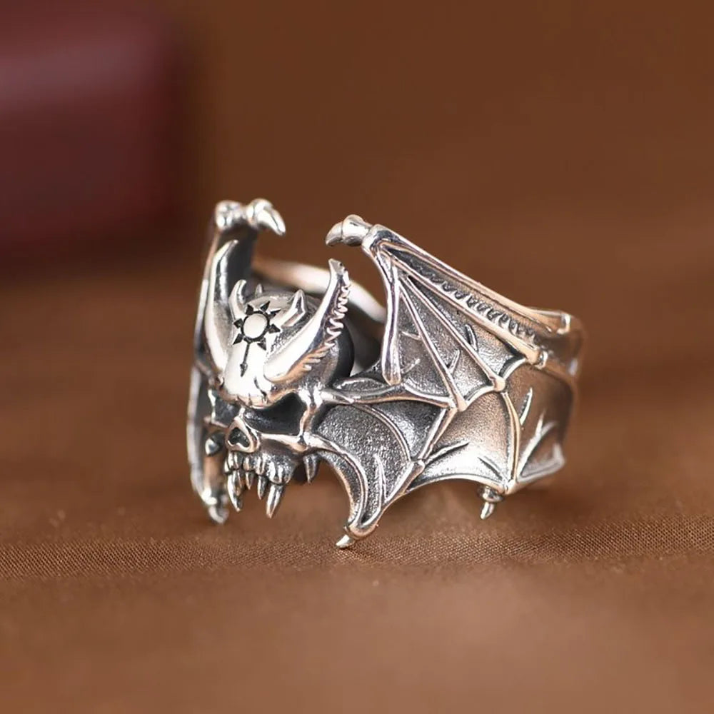 Skull Bat Adjustable Ring