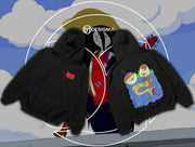 Adventure Time black hoodie front and back