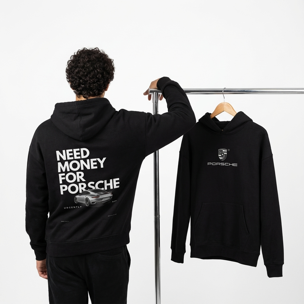 need money  for Porsche black and white hoodie