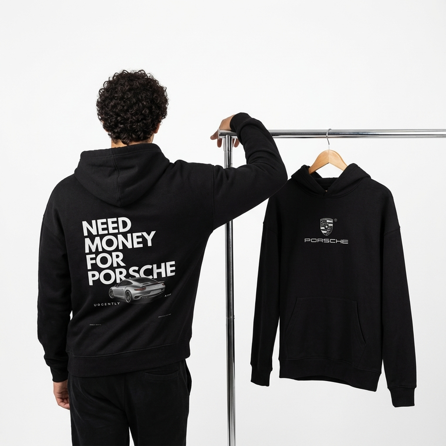 need money  for Porsche black and white hoodie