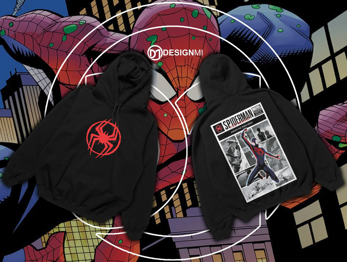 spider man miles morals black and white hoodie