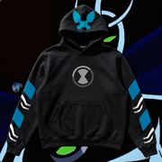 Ben 10 XLR8 Hoodie - black and blue front view