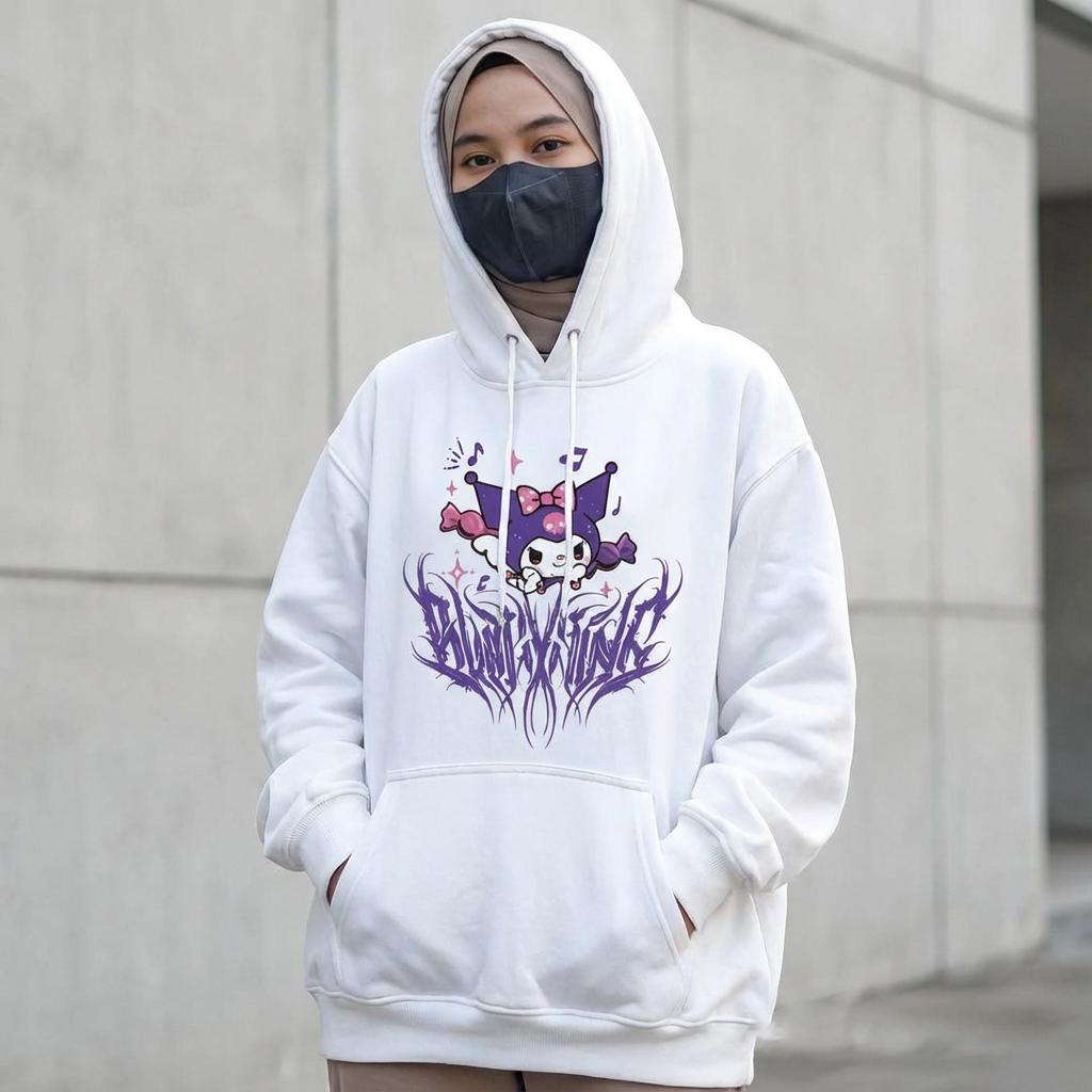 kuromi  hoodie black and white