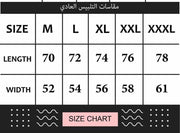 Regular fit size chart in cm M L XL 2XL 3XL