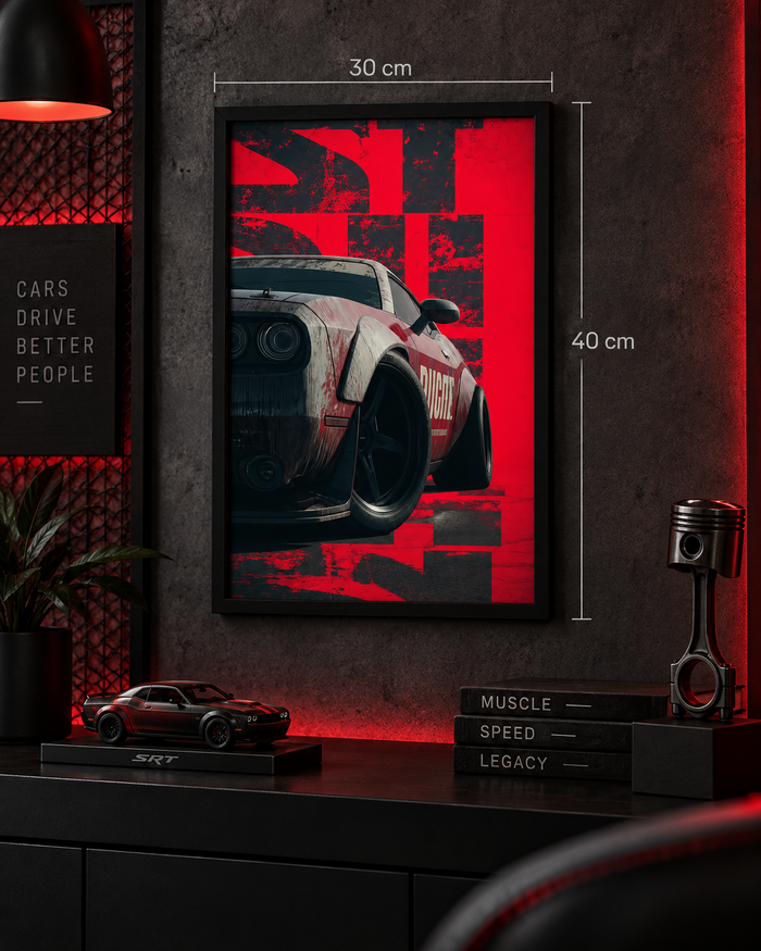 Dodge Challenger SRT Red Frame – 30×40 cm