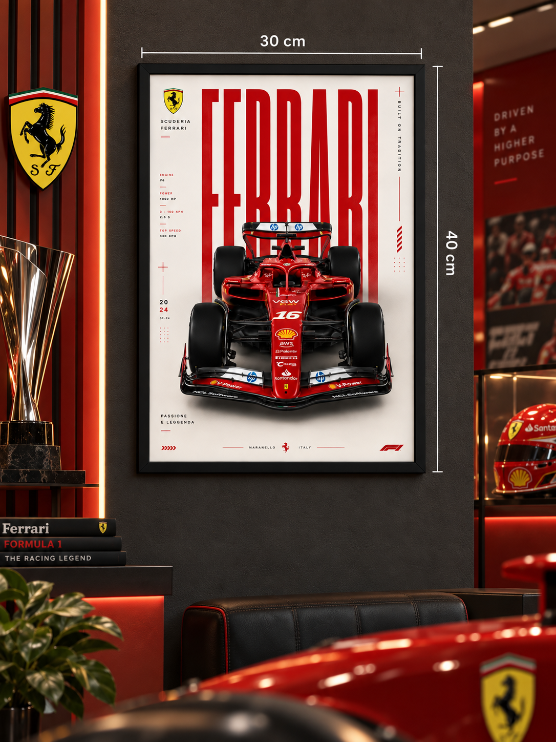 Ferrari Formula 1 2024 Frame black wall frame, 30×40 cm