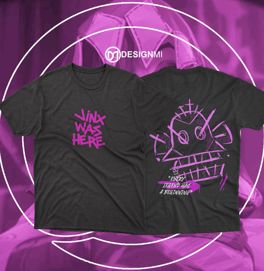 jinx was here black t-shirt